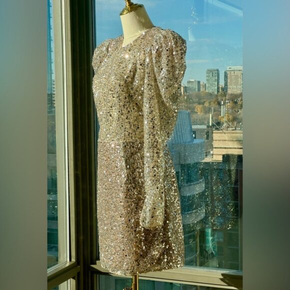 🆕 BRONX & BANCO 🧿 NWOT Tessa Silver Sequin Mini Dress, Sz L US 8 - Picture 11 of 15